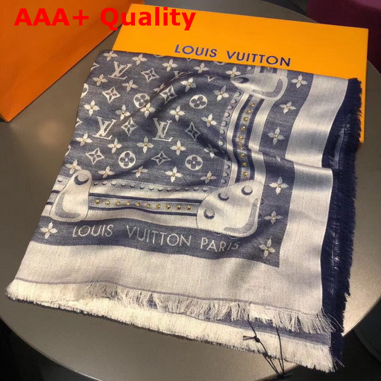 Louis Vuitton Studdy Denim Monogram Shawl Blue M73698 Replica
