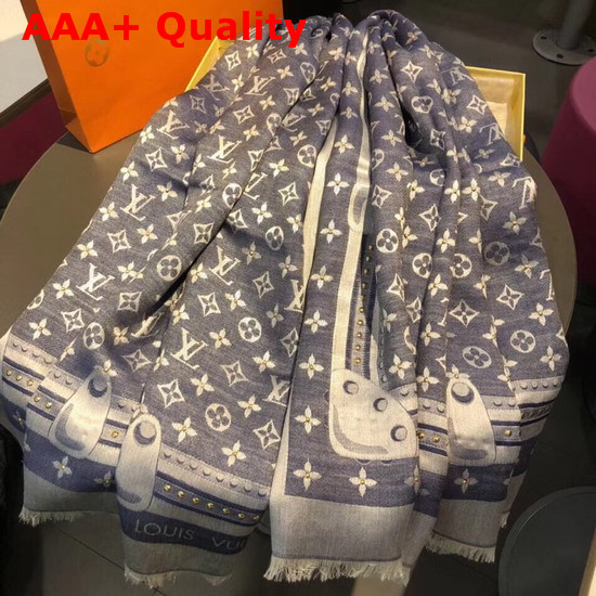 Louis Vuitton Studdy Denim Monogram Shawl Blue M73698 Replica