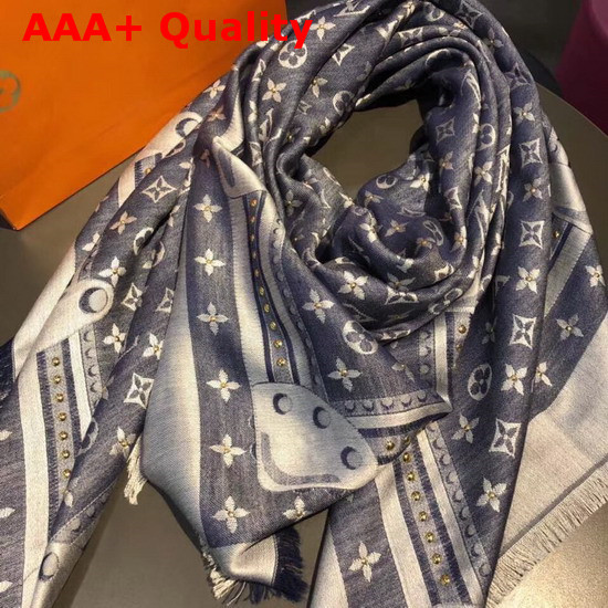 Louis Vuitton Studdy Denim Monogram Shawl Blue M73698 Replica