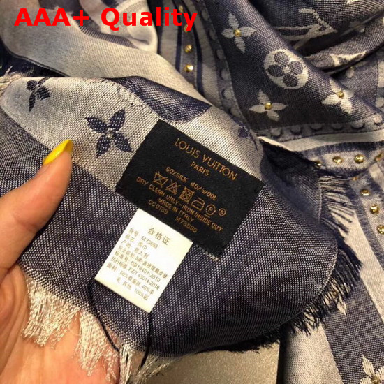 Louis Vuitton Studdy Denim Monogram Shawl Blue M73698 Replica