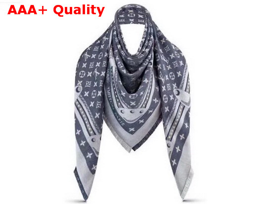 Louis Vuitton Studdy Denim Monogram Shawl Blue M73698 Replica
