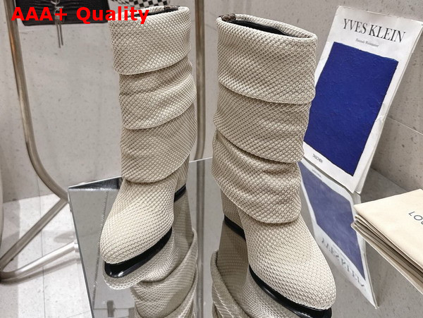 Louis Vuitton Summer Mid Wedge Boot in Beige Knit Replica