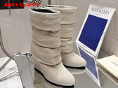 Louis Vuitton Summer Mid Wedge Boot in Beige Knit Replica