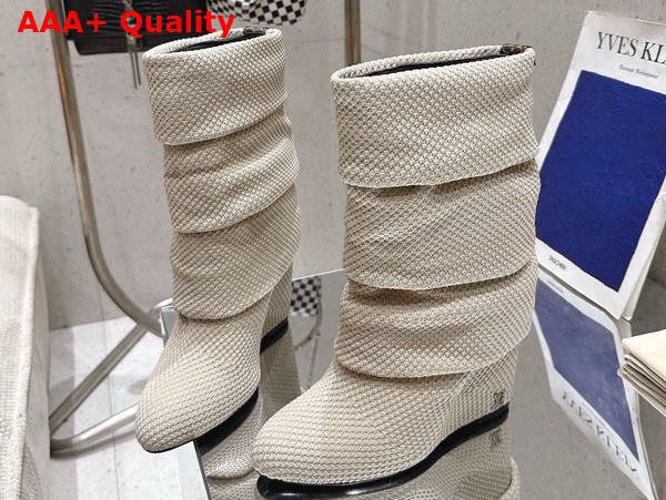 Louis Vuitton Summer Mid Wedge Boot in Beige Knit Replica
