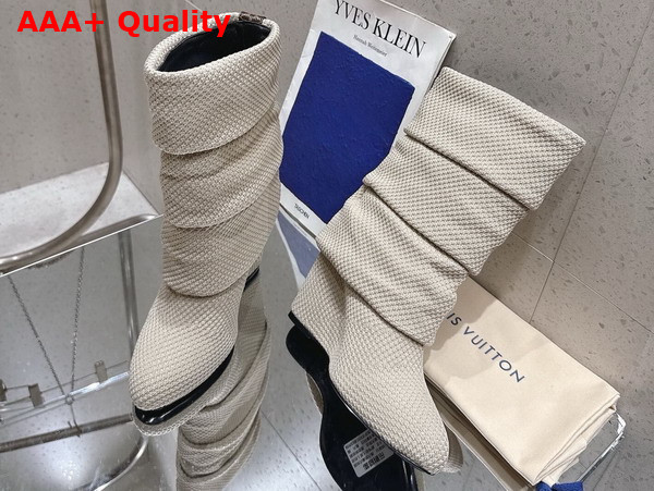 Louis Vuitton Summer Mid Wedge Boot in Beige Knit Replica