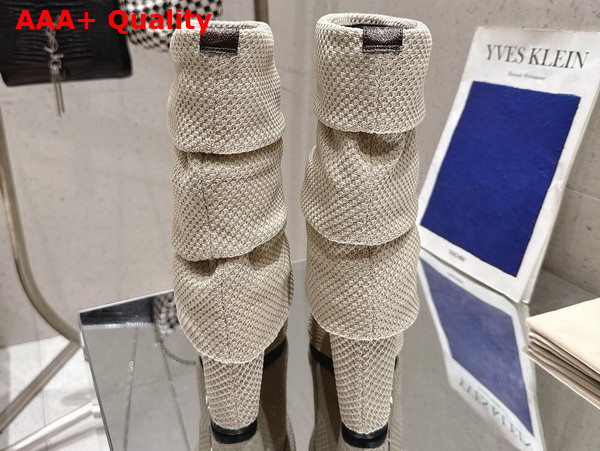 Louis Vuitton Summer Mid Wedge Boot in Beige Knit Replica