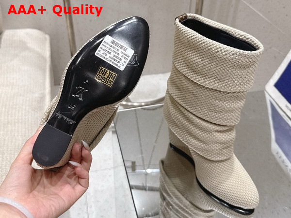 Louis Vuitton Summer Mid Wedge Boot in Beige Knit Replica
