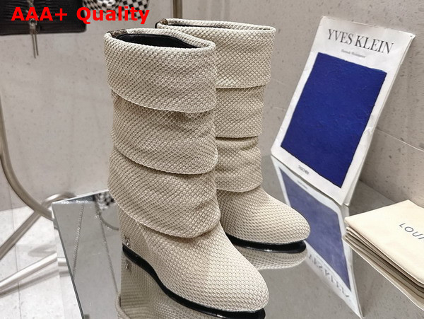 Louis Vuitton Summer Mid Wedge Boot in Beige Knit Replica