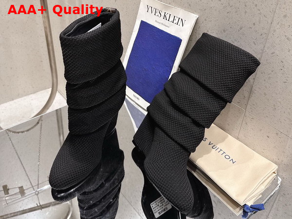 Louis Vuitton Summer Mid Wedge Boot in Black Knit Replica
