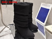 Louis Vuitton Summer Mid Wedge Boot in Black Knit Replica