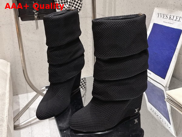 Louis Vuitton Summer Mid Wedge Boot in Black Knit Replica