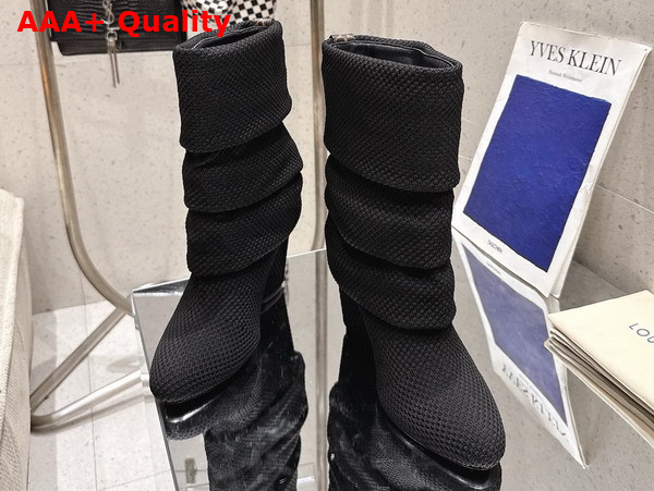 Louis Vuitton Summer Mid Wedge Boot in Black Knit Replica