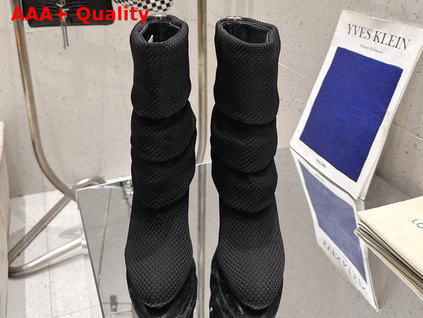 Louis Vuitton Summer Mid Wedge Boot in Black Knit Replica