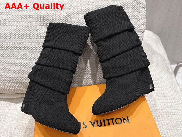 Louis Vuitton Summer Mid Wedge Boot in Black Knit Replica