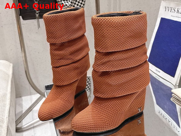 Louis Vuitton Summer Mid Wedge Boot in Brown Knit 1AISFI Replica