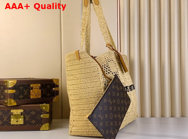 Louis Vuitton Summer Shopper Tote MM Natural Beige Damier Raffia M25008 Replica