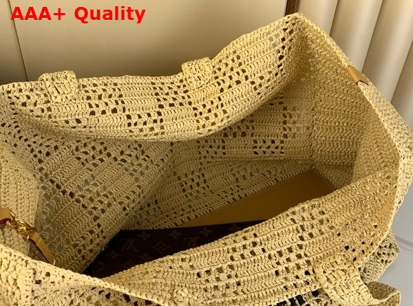 Louis Vuitton Summer Shopper Tote MM Natural Beige Damier Raffia M25008 Replica