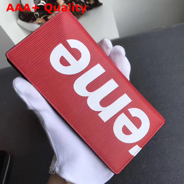 Louis Vuitton Supreme Brazza Wallet in Red Supple Epi Leather Replica