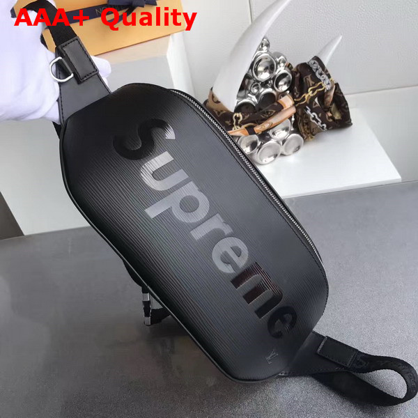 Louis Vuitton Supreme Collaboration Belt Bag in Black Epi Leather Replica