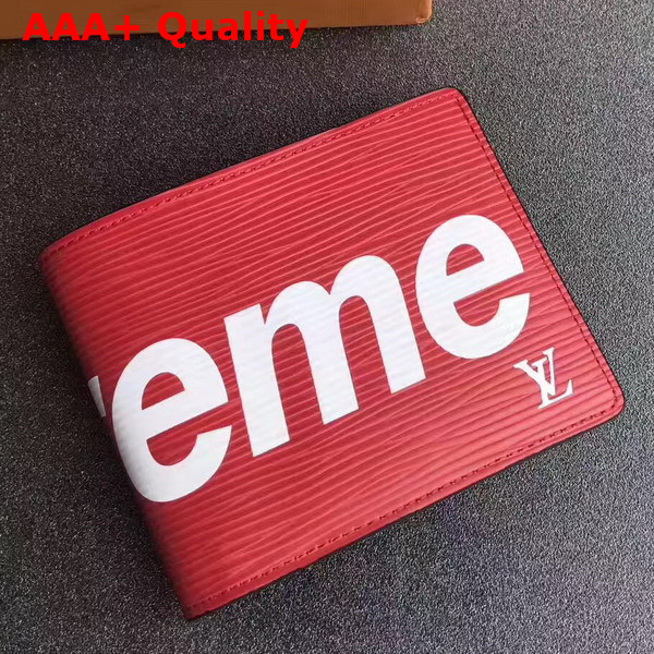 Louis Vuitton Supreme Slender Wallet in Red Epi Leather Replica