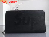 Louis Vuitton Supreme Zippy Organizer in Black Epi Leather Replica