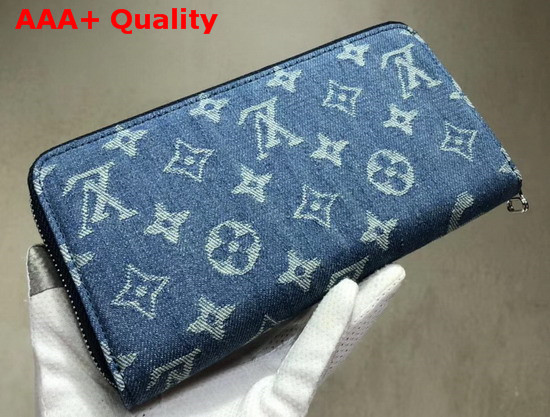 Louis Vuitton Supreme Zippy Wallet in Blue Monogram Denim Replica