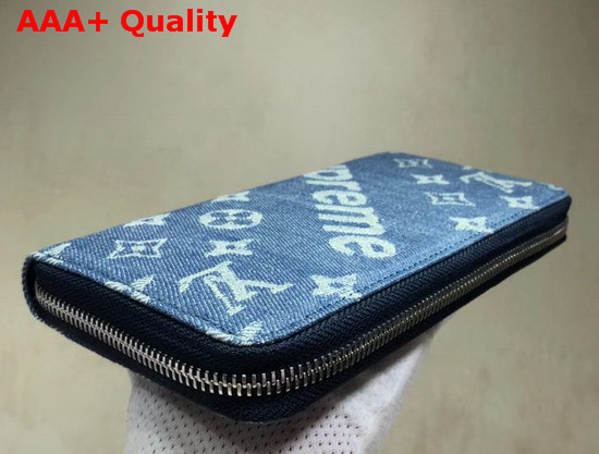 Louis Vuitton Supreme Zippy Wallet in Blue Monogram Denim Replica