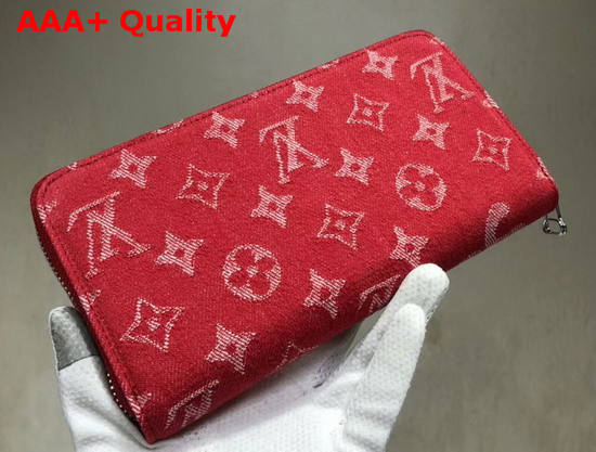 Louis Vuitton Supreme Zippy Wallet in Red Monogram Denim Replica