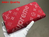 Louis Vuitton Supreme Zippy Wallet in Red Monogram Denim Replica