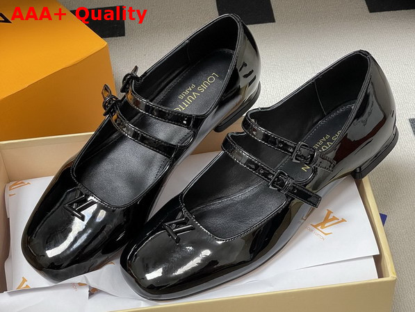 Louis Vuitton Swing Mary Jane Ballerina in Black Patent Calf Leather Replica