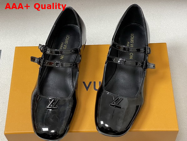 Louis Vuitton Swing Mary Jane Ballerina in Black Patent Calf Leather Replica