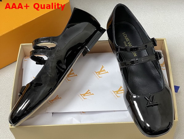 Louis Vuitton Swing Mary Jane Ballerina in Black Patent Calf Leather Replica