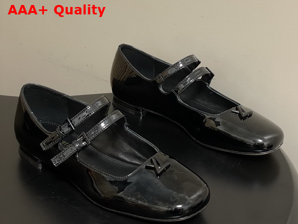 Louis Vuitton Swing Mary Jane Ballerina in Black Patent Calf Leather Replica