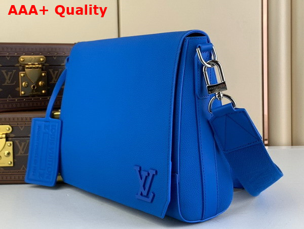 Louis Vuitton Takeoff Messenger in Bright Blue Cowhide Leather Replica