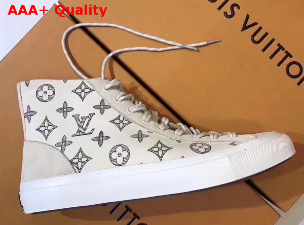 Louis Vuitton Tattoo Sneaker Boot in Cream Monogram Cotton Canvas Replica