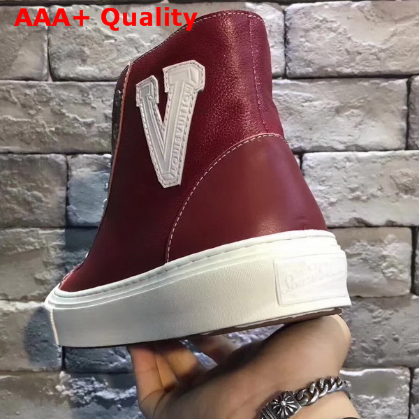 Louis Vuitton Tattoo Sneaker Boot in Rouge Grained Calf Leather 1A37TE Replica