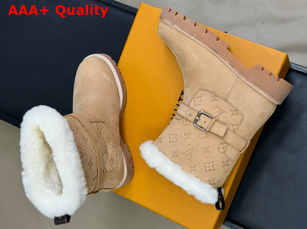 Louis Vuitton Territory Ankle Boot in Beige Nubuck Calf Leather 1AIU42 Replica