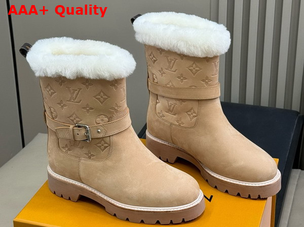 Louis Vuitton Territory Ankle Boot in Beige Nubuck Calf Leather 1AIU42 Replica