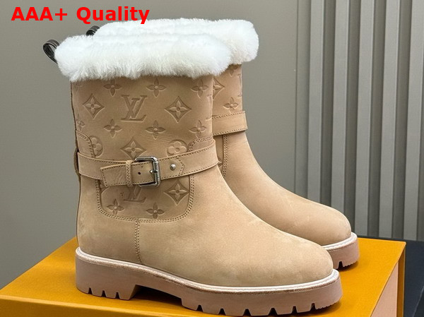 Louis Vuitton Territory Ankle Boot in Beige Nubuck Calf Leather 1AIU42 Replica