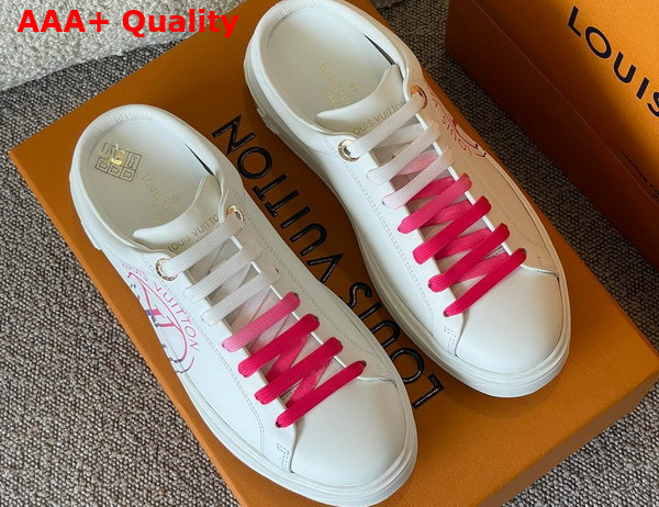 Louis Vuitton Time Out Open Back Sneaker Fuchsia Pink Printed Calf Leather 1AA1CQ Replica