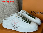 Louis Vuitton Time Out Open Back Sneaker Khaki Green Printed Calf Leather 1AA1D6 Replica
