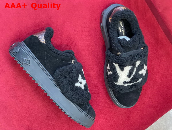 Louis Vuitton Time Out Sneaker Black Suede Calf Leather and Shearling 1AADTK Replica