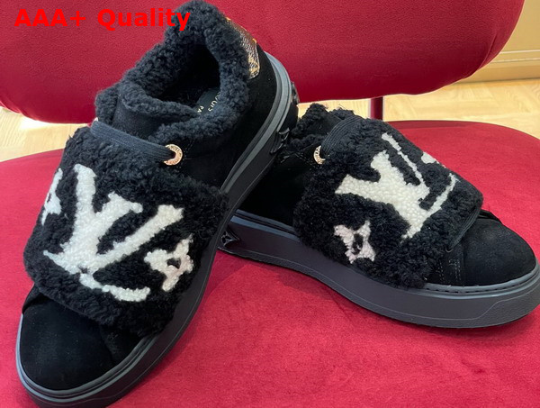 Louis Vuitton Time Out Sneaker Black Suede Calf Leather and Shearling 1AADTK Replica
