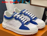 Louis Vuitton Time Out Sneaker Blue Monogram Embossed Lambskin with Colorful Calf Leather Trim 1A8VV9 Replica