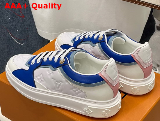 Louis Vuitton Time Out Sneaker Blue Monogram Embossed Lambskin with Colorful Calf Leather Trim 1A8VV9 Replica