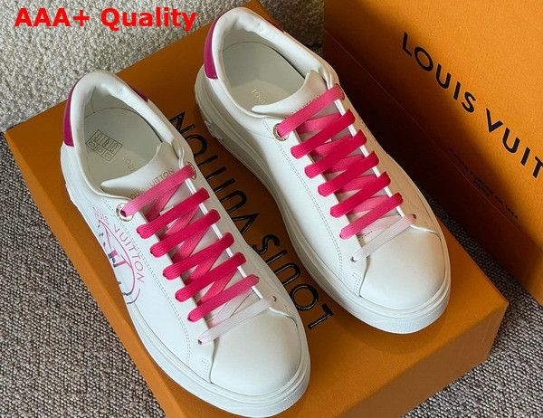 Louis Vuitton Time Out Sneaker Fuchsia Pink Printed Calf Leather 1AA1BU Replica