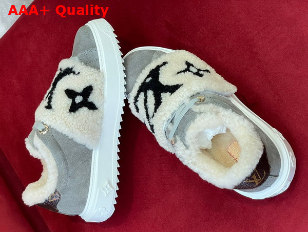 Louis Vuitton Time Out Sneaker Grey Suede Calf Leather and Shearling Replica