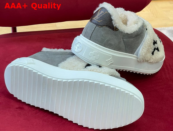 Louis Vuitton Time Out Sneaker Grey Suede Calf Leather and Shearling Replica
