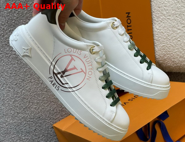 Louis Vuitton Time Out Sneaker Khaki Green Printed Calf Leather 1AA1CA Replica