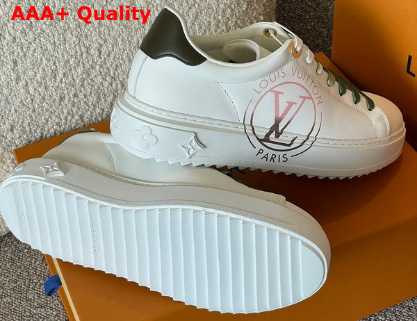 Louis Vuitton Time Out Sneaker Khaki Green Printed Calf Leather 1AA1CA Replica